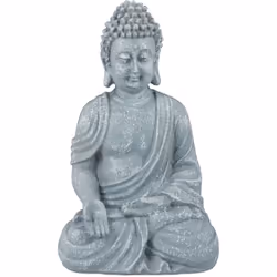 La statua raffigura Buddha seduto in posizione meditativa, un talismano per la fortuna e per la conoscenza. La scultura dal c ...