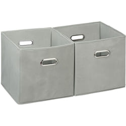 Relaxdays - Set da 2 Cestini Porta-Oggetti, senza Coperchio con Manico, Pieghevole, Ceste Quadrate di Stoffa 30 cm, Grigio