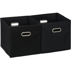 Relaxdays - Set da 2 Cestini Porta-Oggetti, senza Coperchio, con Manico, Pieghevole, Ceste Quadrate di Stoffa, 30 cm, Nero