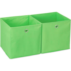 Relaxdays - Set da 2 Cestini Porta-Oggetti , Quadrati, per lo Scaffale, Scatole a Forma di Cubo, 30x30x30 cm, Verde