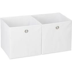 Relaxdays - Set da 2 Cestini Porta-Oggetti , Quadrati, per lo Scaffale, Scatole a Forma di Cubo, 30x30x30 cm, Bianco