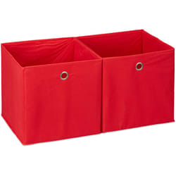 Relaxdays - Set da 2 Cestini Porta-Oggetti , Quadrati, per lo Scaffale, Scatole a Forma di Cubo, 30x30x30 cm, Rosso