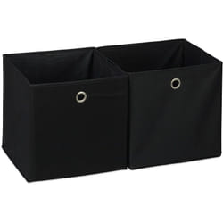 Relaxdays - Set da 2 Cestini Porta-Oggetti , Quadrati, per lo Scaffale, Scatole a Forma di Cubo, 30x30x30 cm, Nero