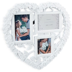 Relaxdays - Cornice Multifoto a Cuore, in Formato Verticale o Orizzontale 10x10, 10x15, Regalo per Matrimonio, Bianco
