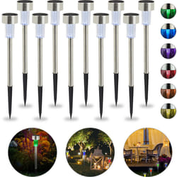 Relaxdays - Set da 10 Lampade Solari a led Impermeabili, per Giardino Terrazza in Acciaio Inox, Cambio di Colore, Argento