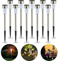Relaxdays - Set da 10 Lampade Solari a led, Impermeabili, per Giardino, Balcone, in Acciaio Inox, Luce Bianca Argento