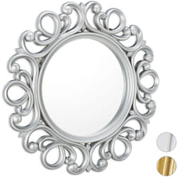 Relaxdays - Specchio Decorativo Rotondo, da Parete, con Cornice, Ingresso, Bagno, Camera, Salotto, ø 50 cm, Argento