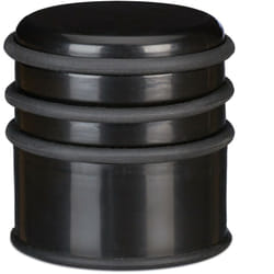 Relaxdays - Fermaporta a Pavimento, Pesante, Blocca Porte e Finestre, ∅ 7 cm, 3 Anelli in Gomma, Nero