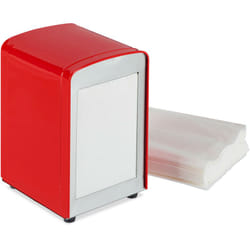 Portatovaglioli da Bar, Retrò, Salviette Piccole, per Gelaterie, Caffè, Bistro, HxLxP: 15x9,5x11, Rosso - Relaxdays