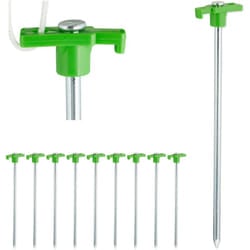 Relaxdays - Set da 10 Picchetti, Pioli da Tenda, Ancoraggio Terreni Duri, 25cm, Campeggio, Acciaio Zincato, Verde Chiaro