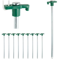 Relaxdays - Set da 10 Picchetti, Pioli da Tenda, Ancoraggio su Terreni Duri, 25cm, Campeggio, Acciaio Zincato, Verde
