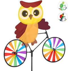 Relaxdays - Girandola con Gufetto, Puntale Decorativo, per Bambini, da Balcone e Terrazza, h: 89 cm, Colorato