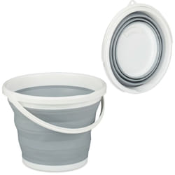 Relaxdays - Secchio Pieghevole da 10 Litri, Pieghevole, Recipiente Richiudibile, per Casa Automobile e Campeggio, Grigio