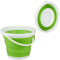 Relaxdays - Secchio Pieghevole da 10 Litri, Pieghevole, Recipiente Richiudibile, per Casa Automobile e Campeggio, Verde