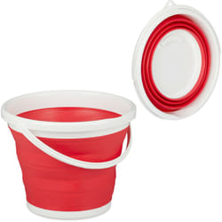 Relaxdays - Secchio Pieghevole da 10 Litri, Pieghevole, Recipiente Richiudibile, per Casa Automobile e Campeggio, Rosso