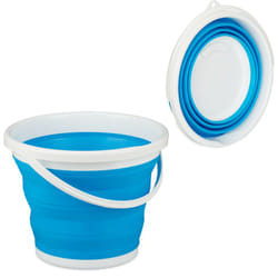 Relaxdays - Secchio Pieghevole da 10 Litri, Pieghevole, Recipiente Richiudibile, per Casa Automobile e Campeggio, Blu