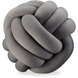 Relaxdays - Cuscino a Nodo, Cuscino Attorcigliato Divano, Decorato, Scandinavo, Guanciale a Gomitolo, Ø25 cm, grigio scuro