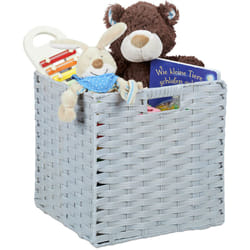 Relaxdays - Portaoggetti in Plastica Doccia, Bagno o Cameretta dei Bambini, Portaoggetti Intrecciato 31x32x30 cm, Grigio