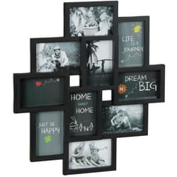 Relaxdays - Cornice per 10 Foto, in Formato Verticale o Orizzontale, da Parete, in Plastica, HxL 55x50 cm, Nero
