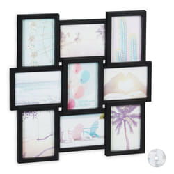 Relaxdays - Cornice per 9 Foto, in Formato Verticale o Orizzontale, da Parete, in Plastica, hl: 54 x 54 cm Colore Nero