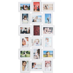 Relaxdays - Cornice Portafoto, 18 Foto, 10x15 Formato verticale & orizzontale da Parete Stile Antico HxL 104x54 cm, Bianco