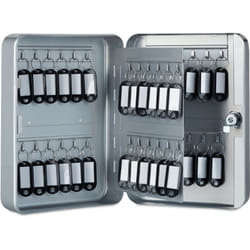 Relaxdays - Portachiavi in Metallo, Richiudibile, 48 Ganci, Portachiavi incl., hlp 25x18x7,5 cm, Grigio