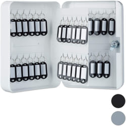 Relaxdays - Portachiavi in Metallo, Richiudibile, 48 Ganci, Portachiavi incl., hlp 25x18x7,5 cm, Bianco
