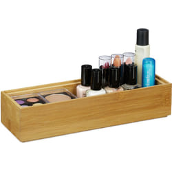 Relaxdays - Contenitore Portaoggetti in Bambù, Impilabile, per Bagno Cucina Studio, HxLxP 5 x 23 x 7,5 cm, Legno Naturale