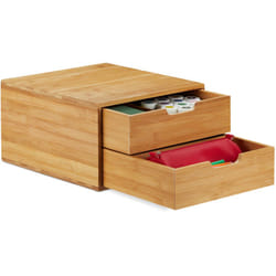 Relaxdays - Cassettiera Portaoggetti in Bambù, Organizer con Cassetti, da Scrivania, hlp 18 x 30 x 31 cm, Colore Naturale