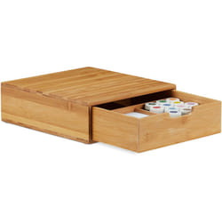 Relaxdays - Cassettiera Portaoggetti in Bambù, Organizer con Cassetti da Scrivania, hlp 10 x 29,5 x 30 cm, Colore Naturale