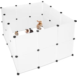 Relaxdays - Recinto, Recinzione diy per Animali di Piccola Taglia, Rete Allungabile, Plastica, 92x110x110 cm, Bianca