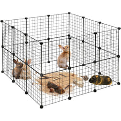 Relaxdays - Recinto, Recinzione diy per Animali di Piccola Taglia, Rete Allungabile per Conigli, hlp 72x110x110 cm, Nero