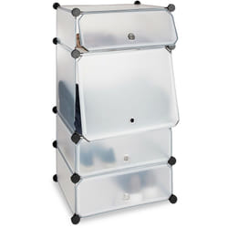 Scarpiera in Plastica, 4 Scomparti Chiusi, 91x49x36,5 cm, Scaffale 8 Paia di Scarpe, Componibile, Trasparente - Relaxdays