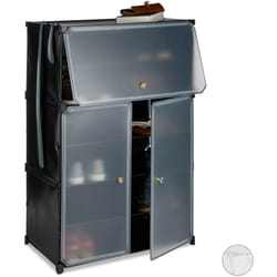 Scarpiera in Plastica, 6 Scomparti Chiusi, 94x61,5x31,5 cm, Scaffale 24 Paia di Scarpe, Componibile, Nero - Relaxdays