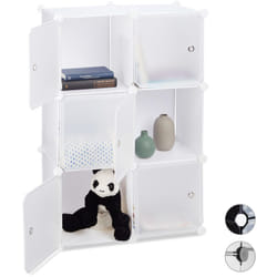 Relaxdays Scaffale Componibile con Cubi, Divisorio per Soggiorno con 6 Ante, Plastica, HxLxP: 97,5x66x32 cm, Bianco