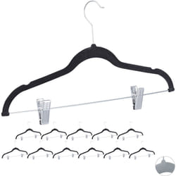 Relaxdays - Grucce in Velluto con Pinze in Set da 12, Gancio Girevole a 360°, Pantaloni e Camicie Antiscivolo, 43 cm, Nere