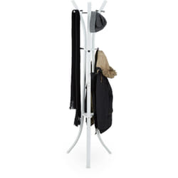 Relaxdays - Appendiabiti da Terra, Attaccapanni Moderno, per Corridoio, Ingresso, 9 Ganci, 175 cm, Metallo, Bianco