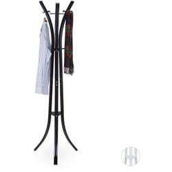 Relaxdays - Appendiabiti da Terra, Attaccapanni Moderno, per Corridoio, Ingresso, 9 Ganci, 175 cm, Metallo, Nero, Ferro