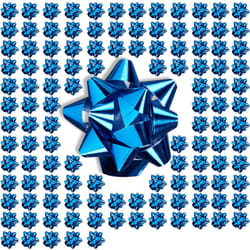 Relaxdays - Set da 100 Fiocchetti per Pacchetti Regalo, Stelle Decorative per Natale e Compleanni, ø 5 cm, Blu