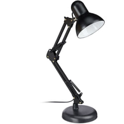 Relaxdays - Lampada da Scrivania Retrò, Braccio Flessibile, Luce per la Lettura, Metallo E27, hlp 50x27x15 cm, nero