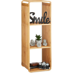 Relaxdays Mobile da Bagno, Bambù, HLP 96 x 33 x 33cm, 4 Ripiani, Scaffale Portaoggetti Sala e Corridoio, Marrone Chiaro