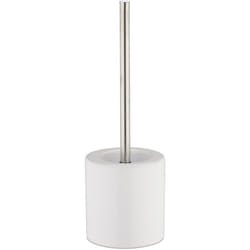 Relaxdays - Set di Scopino e Portascopino in Ceramica, per Bagno e wc, Testa Sostituibile, h x d 38,5 x 12,5 cm, Bianco