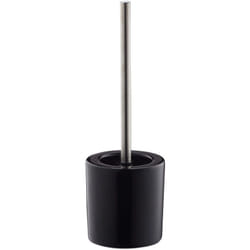Relaxdays Set di Scopino e Portascopino in Ceramica, per Bagno e WC, Testa Sostituibile, H x D 38,5 x 12,5 cm, Nero