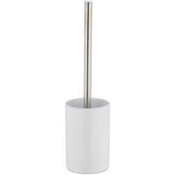 Relaxdays - Set di Scopino e Portascopino in Ceramica, per Bagno e wc, Testa Sostituibile, 36 cm, da Toilette, Bianco