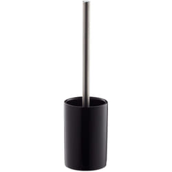 Relaxdays - Set di Scopino e Portascopino in Ceramica, per Bagno e wc, Testa Sostituibile, 36 cm, da Toilette, Nero