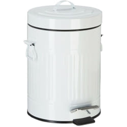Relaxdays - Pattumiera Vintage con Pedale, Cestino per la Spazzatura per Bagno e Cucina, 5 Litri, Bianco