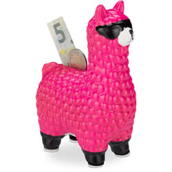 Relaxdays - Salvadanaio a Forma di Lama con Occhiali, Contenitore Porta Soldi in Ceramica, hlp: 15,5x11x6 cm, Rosa