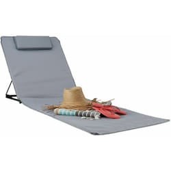 Sdraio Mare xxl 195x60 cm, Lettino Prendisole Imbottito con Cuscino, Stuoia da Spiaggia Pieghevole, Grigio - Relaxdays