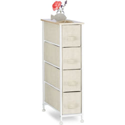 Mobiletto con 4 Cassetti, Mobile Cassettiera, in Tessuto, Acciaio e Legno mdf, HxLxP: 76 x 20 x 48 cm, Beige - Relaxdays