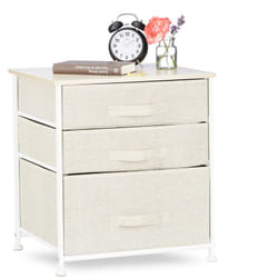 Mobiletto con 3 Cassetti, Mobile Cassettiera, in Tessuto, Acciaio e Legno mdf, HxLxP: 53 x 48 x 40 cm, Beige - Relaxdays
